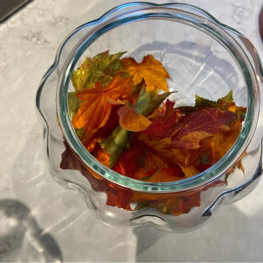 EUC Autumn Fall Glass Pumpkin Jar Dish Home Decoration with Removable Lid Decor - Picture 3 of 4